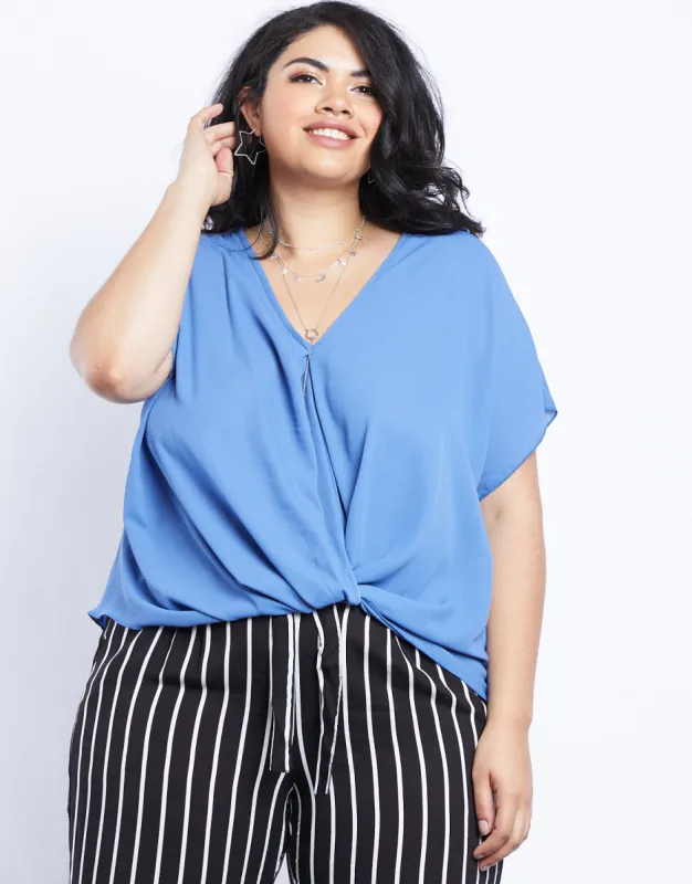 Plus Size Wrap Me Up Chiffon Twist Front Top sold by 2020 Ave