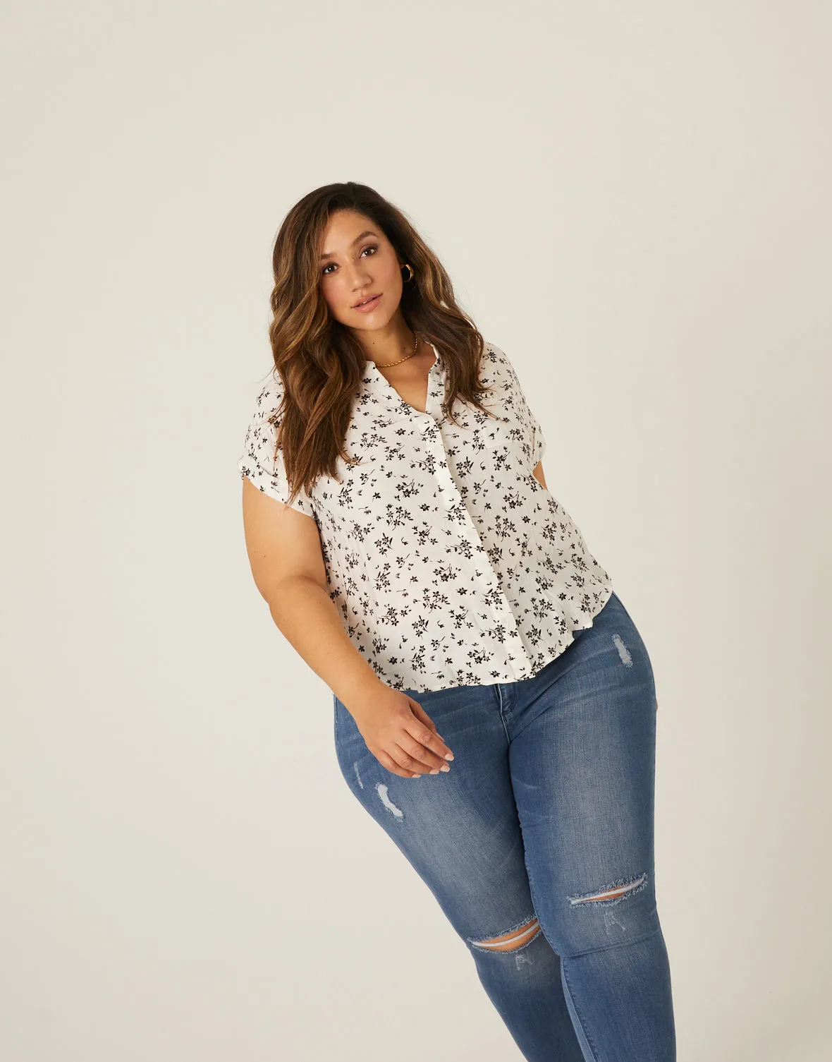 Plus Size Woven Floral Blouse sold by 2020 Ave product image thumbnail 2