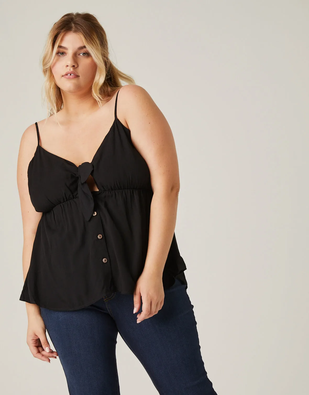 Plus Size Tie Front Button Top sold by 2020 Ave product image thumbnail 3
