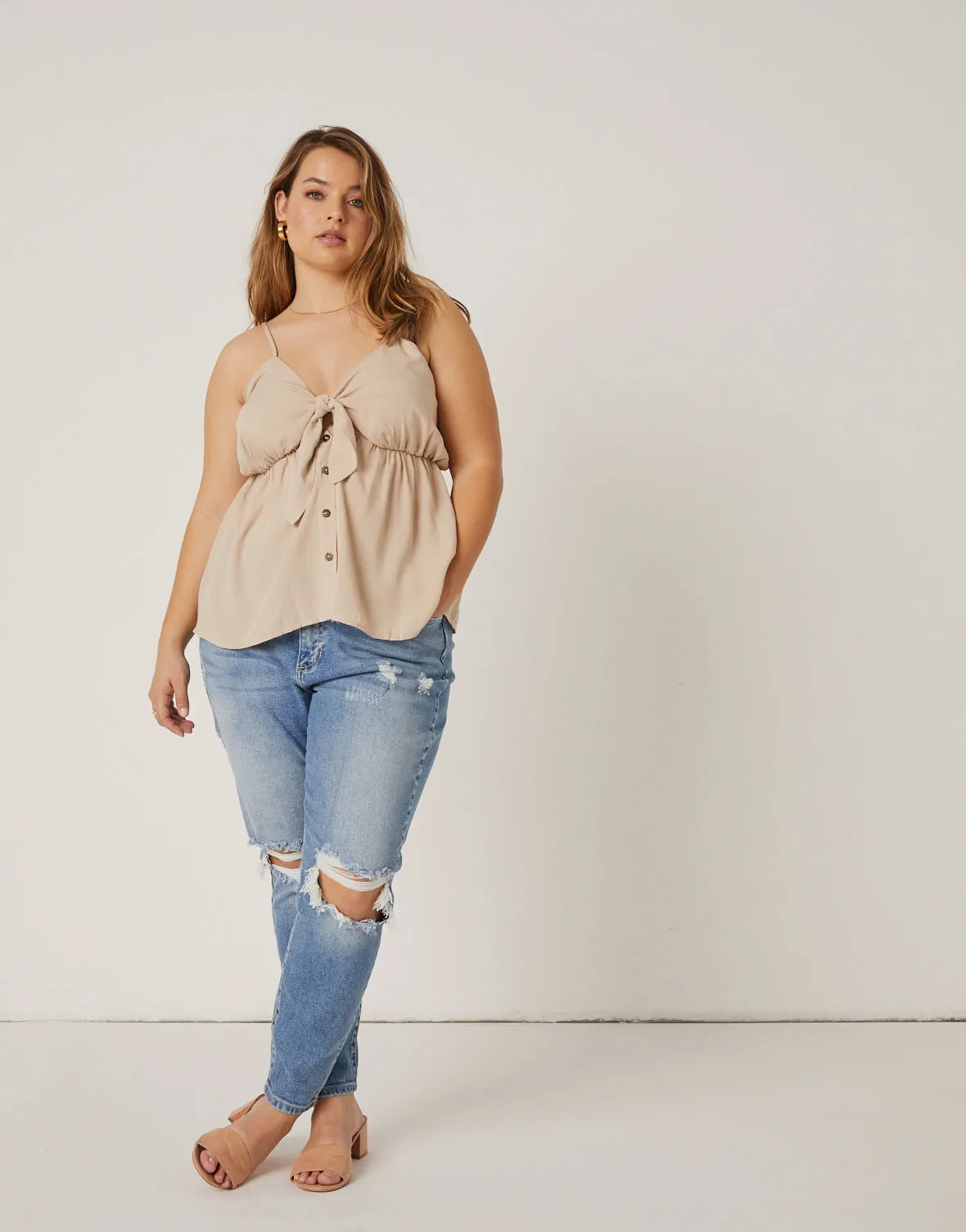 Plus Size Tie Front Button Top sold by 2020 Ave product image thumbnail 5