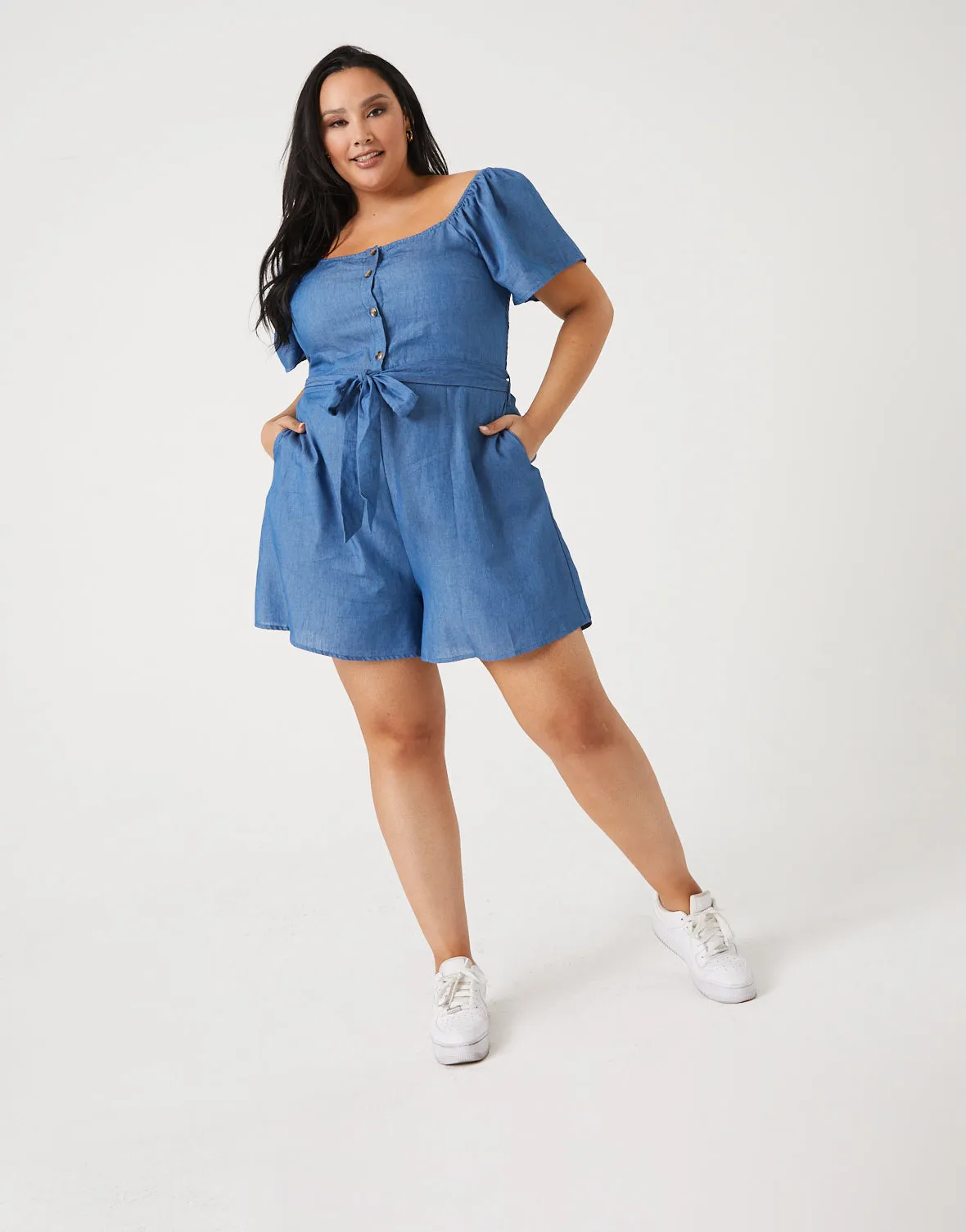 Plus Size Chambray Romper sold by 2020 Ave