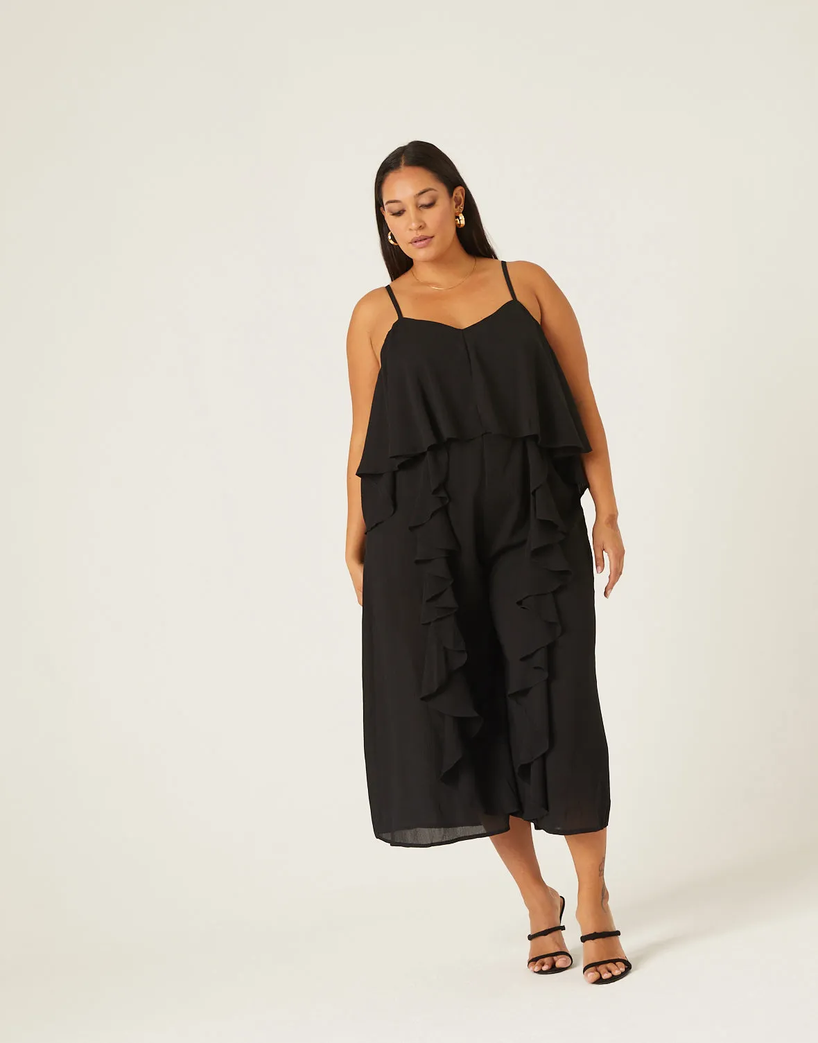 Plus Size Ruffle Sleeveless Crepe Jumpsuit sold by 2020 Ave product image thumbnail 4