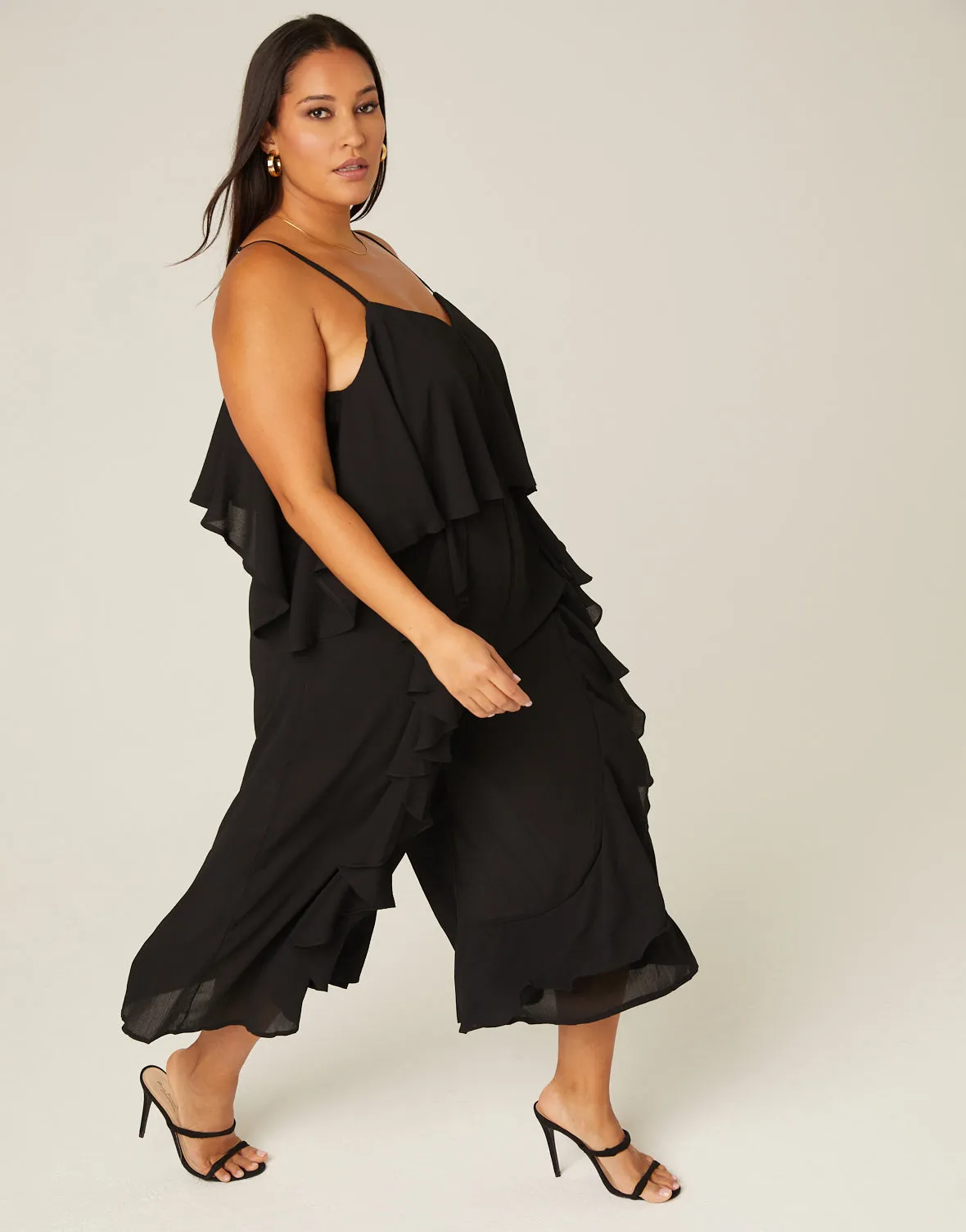 Plus Size Ruffle Sleeveless Crepe Jumpsuit sold by 2020 Ave product image thumbnail 5