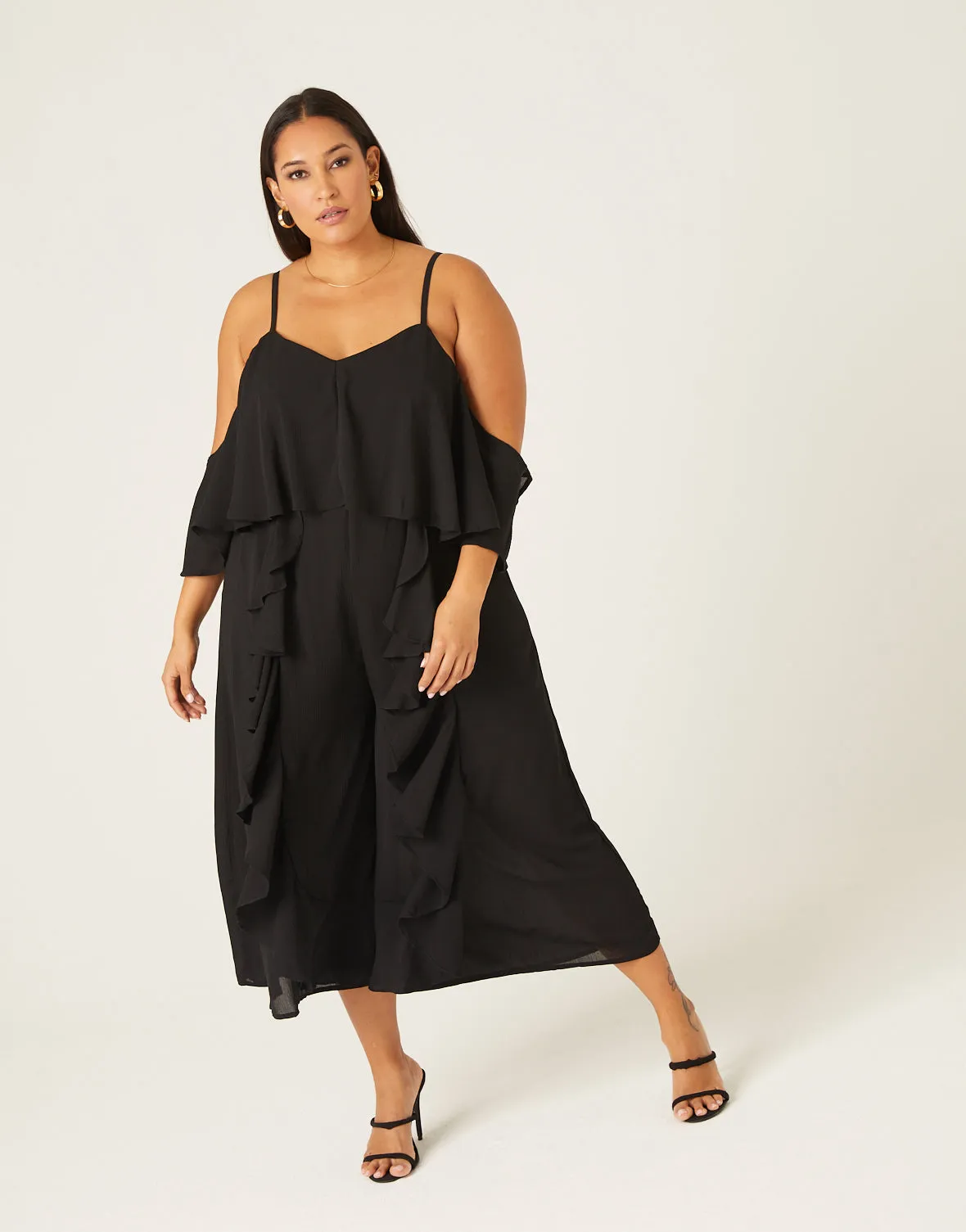 Plus Size Ruffle Sleeveless Crepe Jumpsuit sold by 2020 Ave product image thumbnail 2
