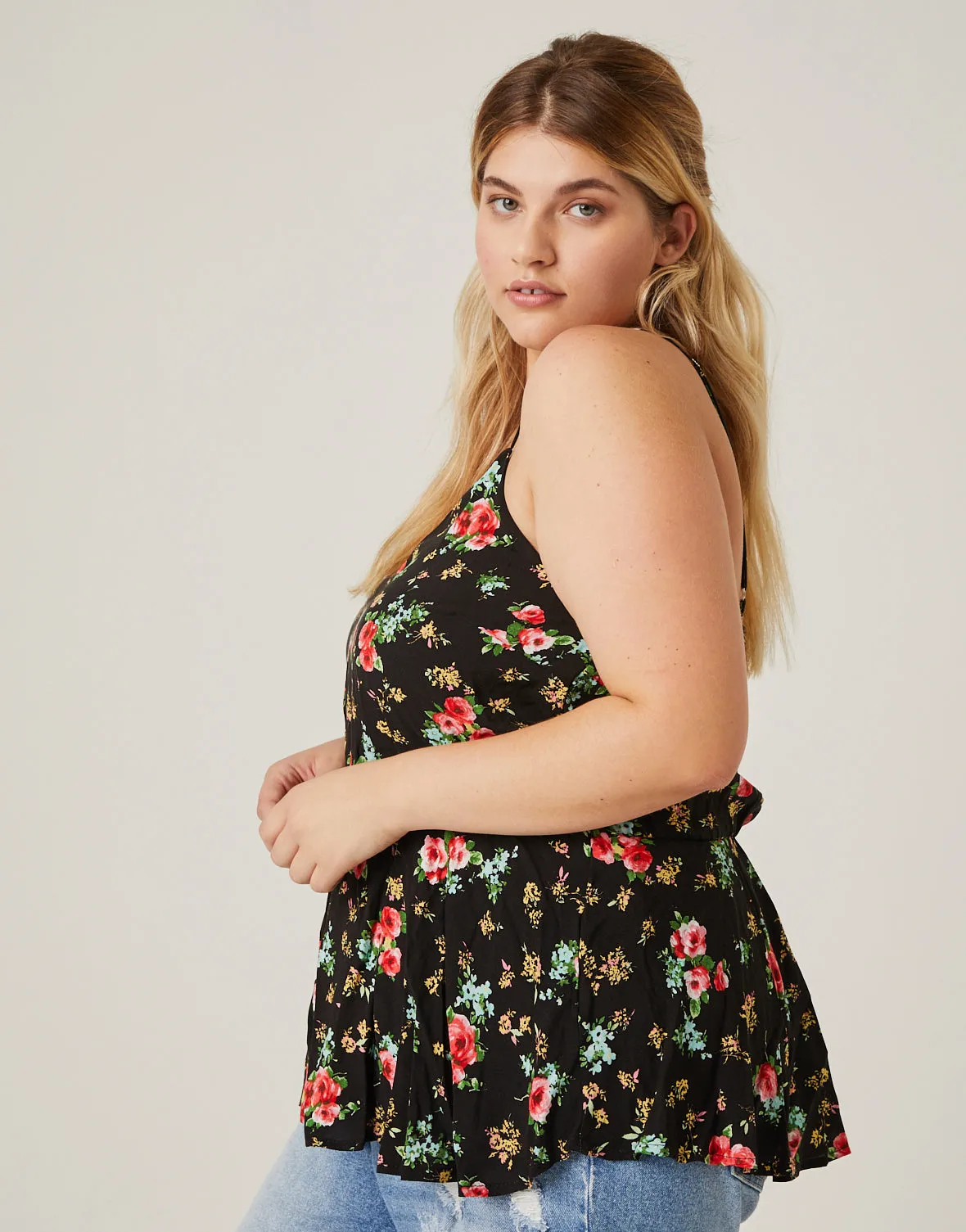 Plus Size Roses Spaghetti Strap Tank sold by 2020 Ave product image thumbnail 2