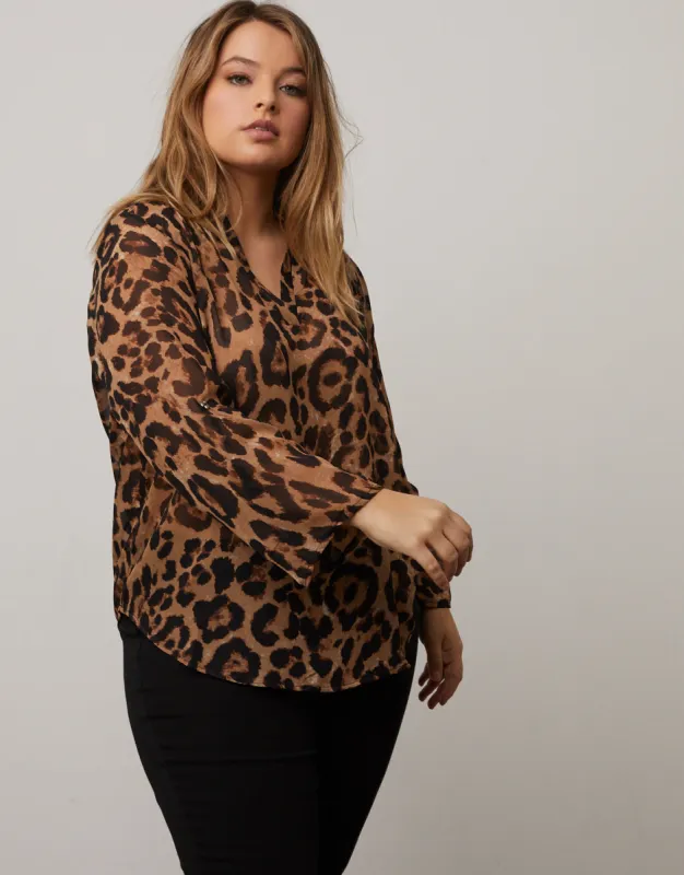 Plus Size Sheer Leopard Print Top sold by 2020 Ave