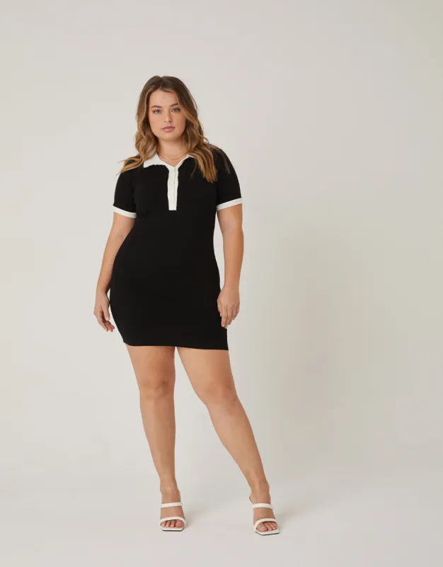 Plus Size Knit Collared Dress sold by 2020 Ave