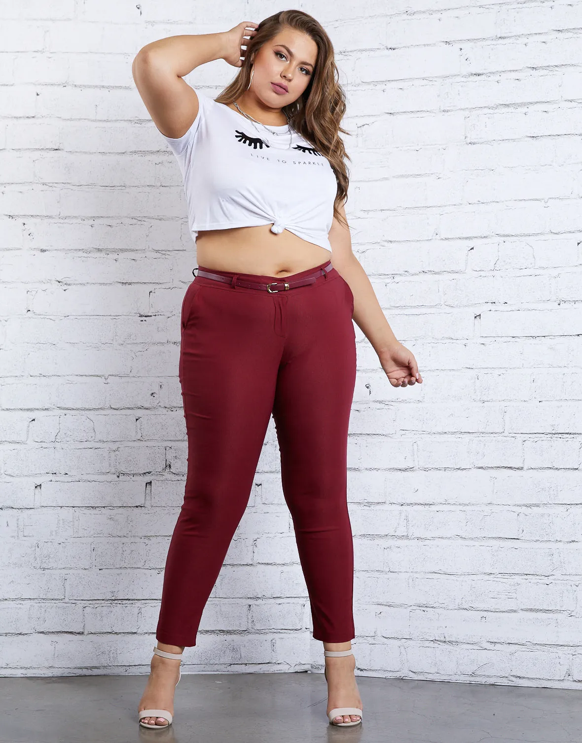 Plus Size Skinny Belted Pants sold by 2020 Ave product image thumbnail 5