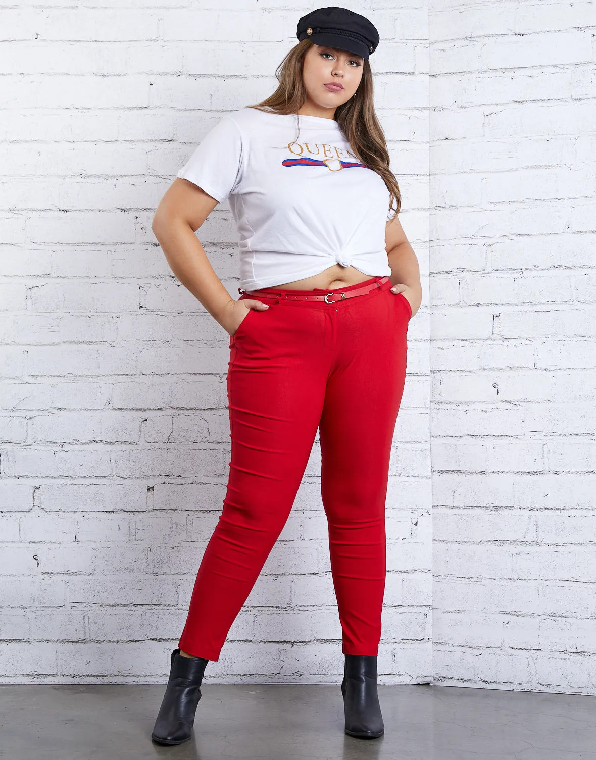 Plus Size Skinny Belted Pants sold by 2020 Ave product image thumbnail 2
