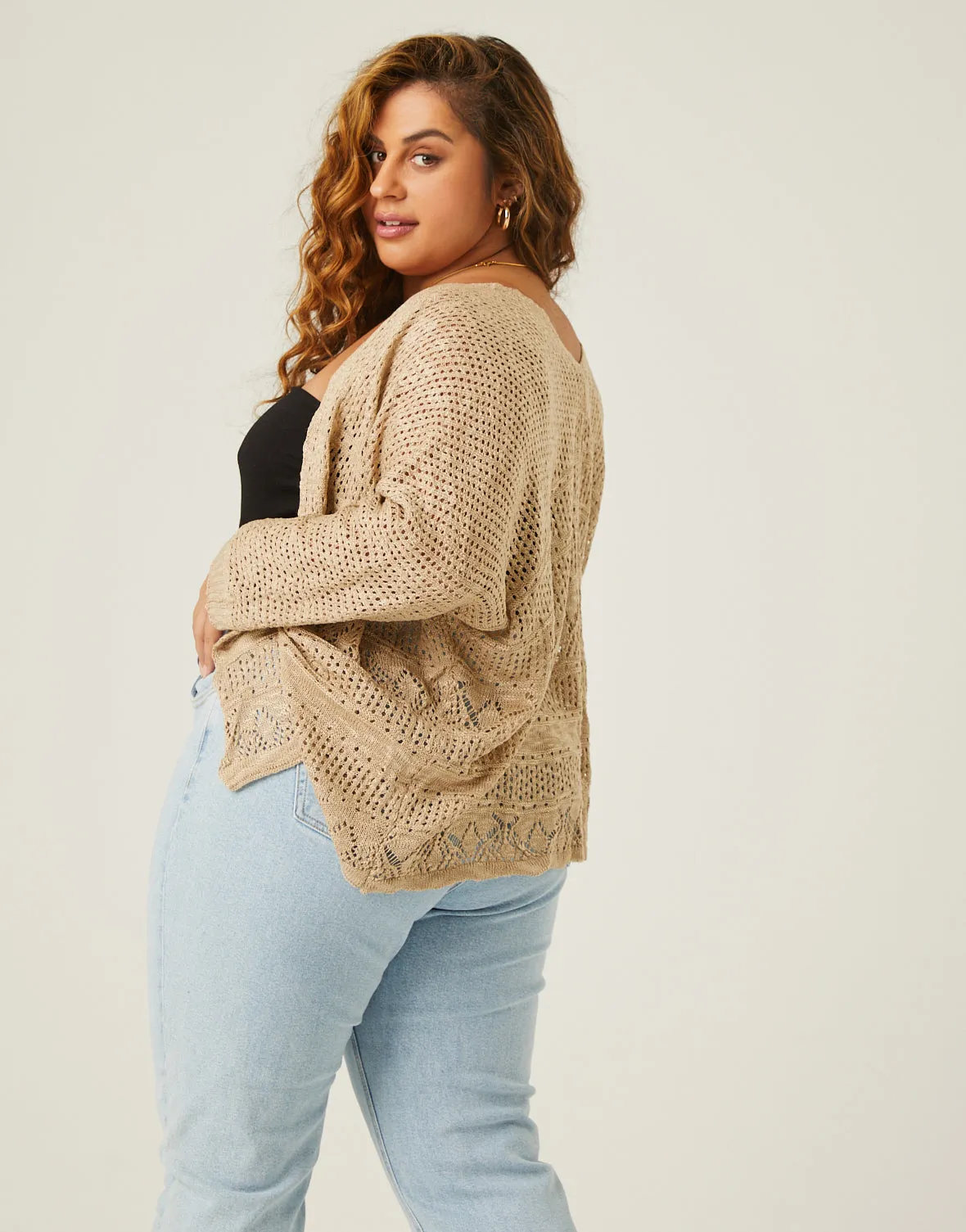 Plus Size Lightweight Knit Open Cardigan sold by 2020 Ave product image thumbnail 3