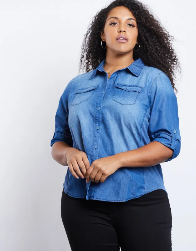 Plus Size Chambray Button Down sold by 2020 Ave
