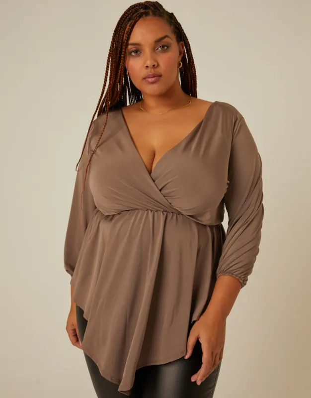 Plus Size Drapey Surplice 3/4 Sleeve Top sold by 2020 Ave