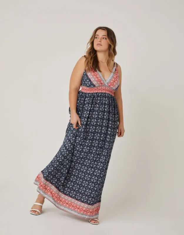 Plus Size Abstract Printed Maxi Dress sold by 2020 Ave