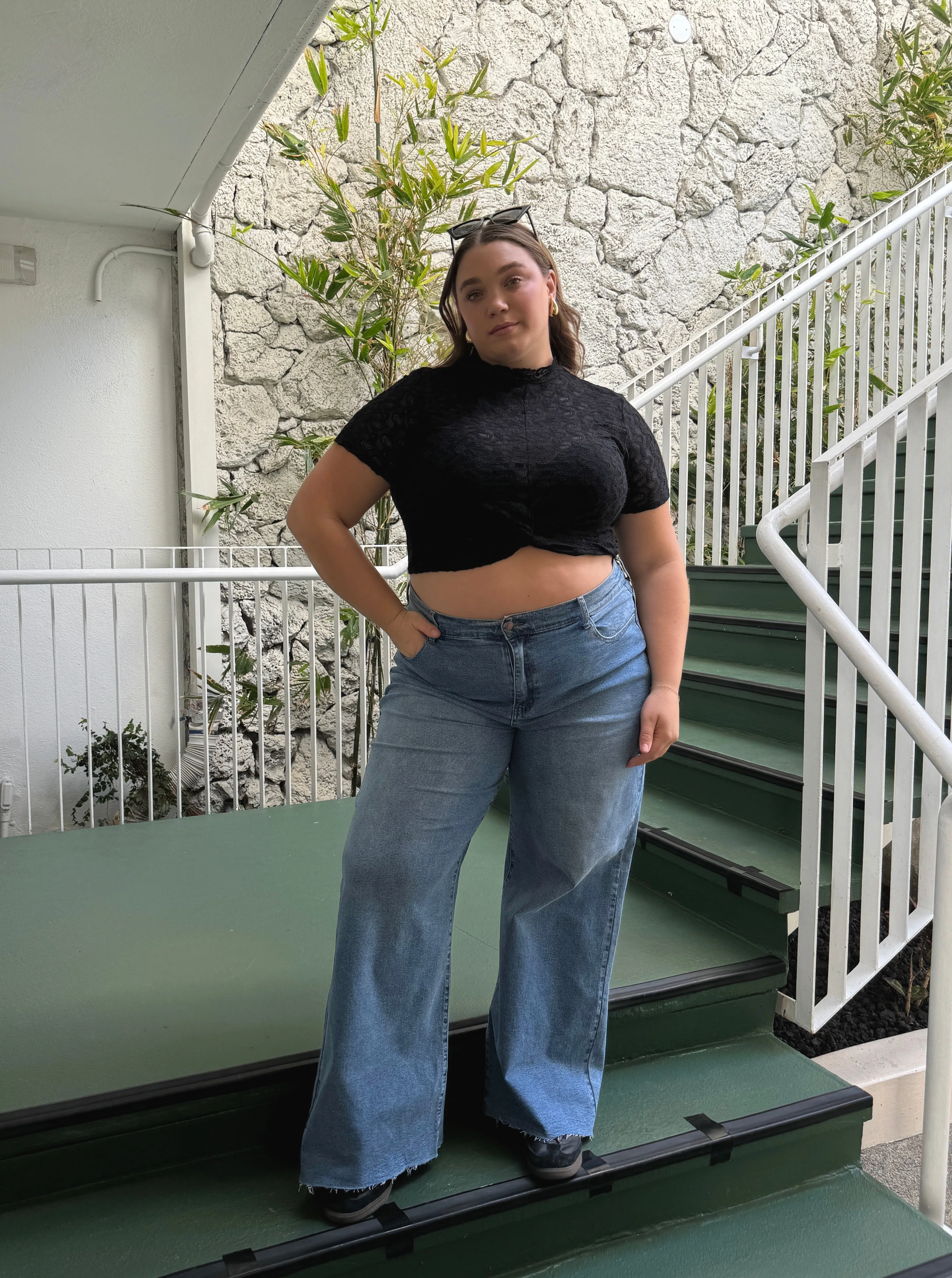 Plus Size Lace Mock Neck Top sold by 2020 Ave