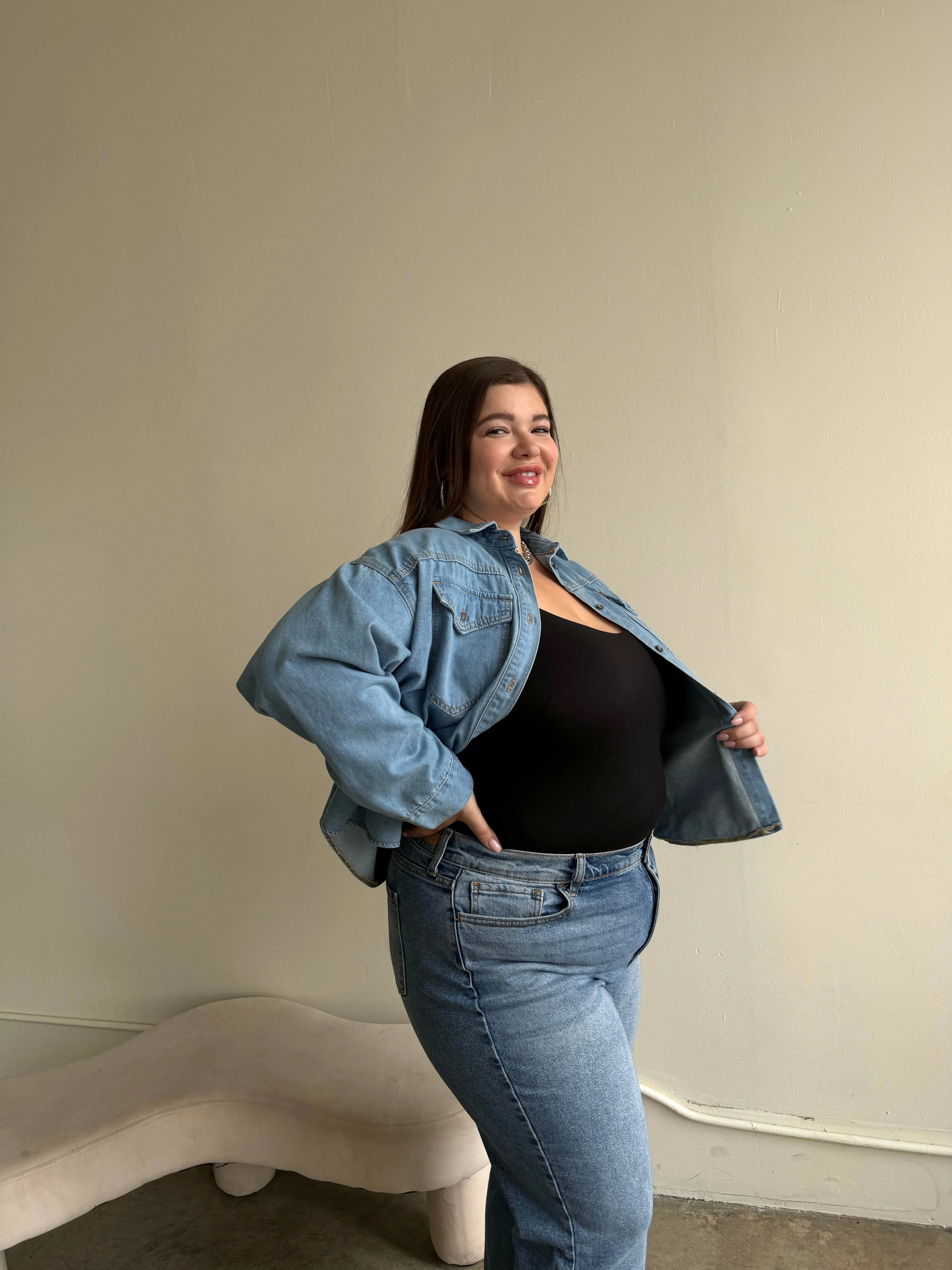 Plus Size Oversized Pocket Classic Denim Shirt sold by 2020 Ave product image thumbnail 4