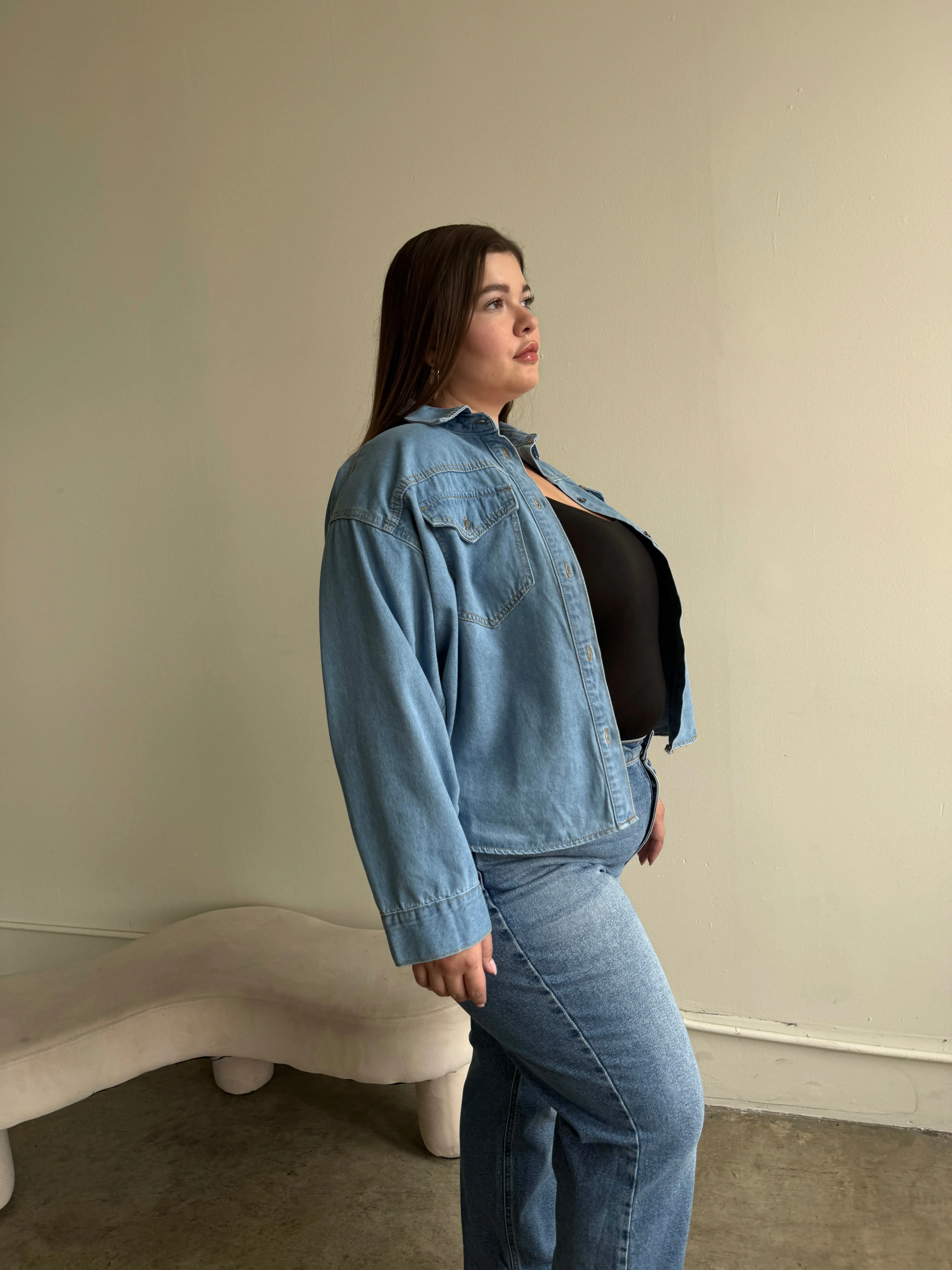 Plus Size Oversized Pocket Classic Denim Shirt sold by 2020 Ave product image thumbnail 5