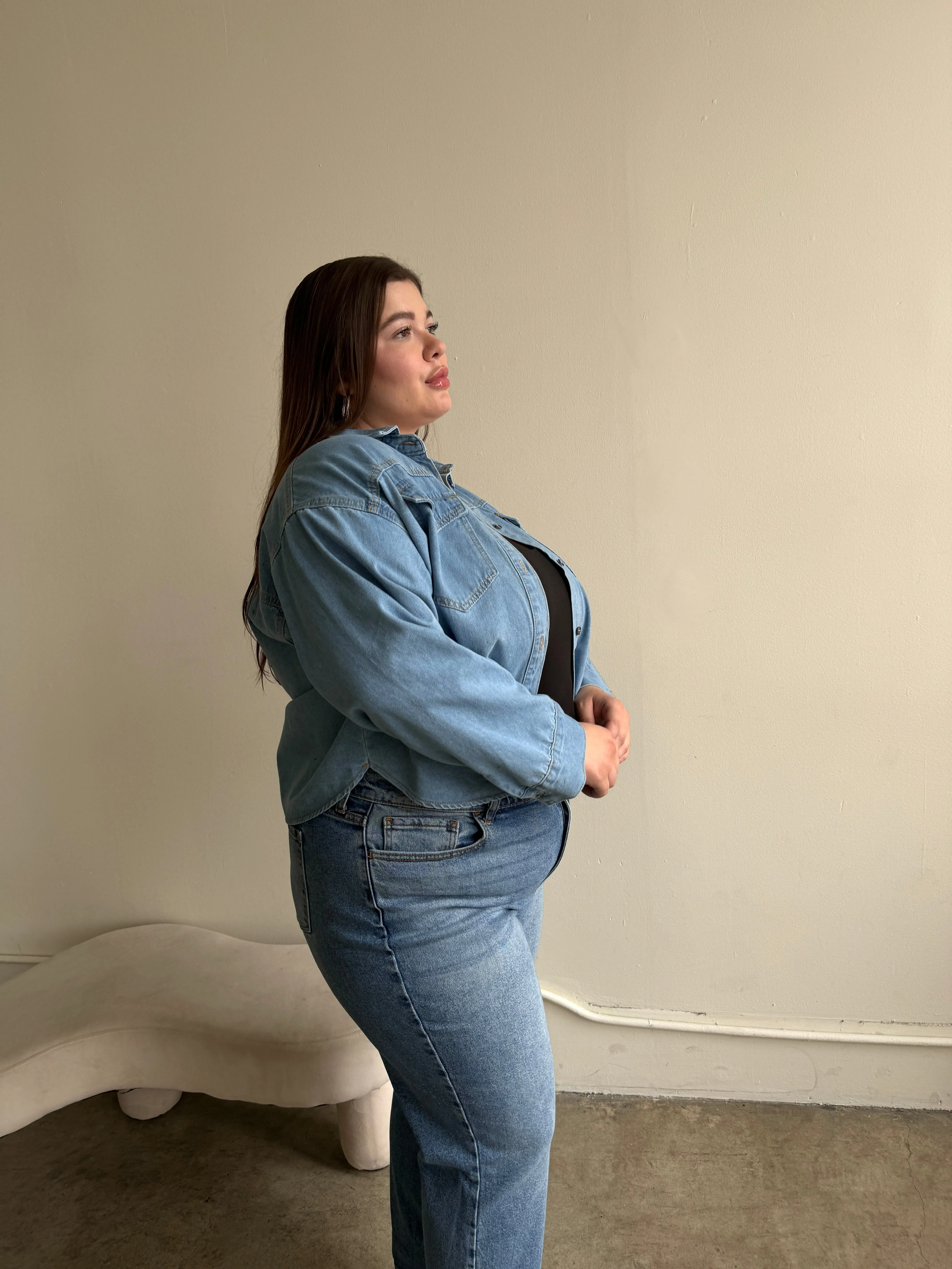 Plus Size Oversized Pocket Classic Denim Shirt sold by 2020 Ave product image thumbnail 3