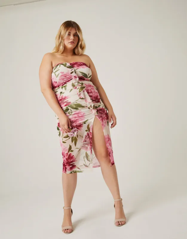Plus Size Ruffled Mesh Floral Dress sold by 2020 Ave