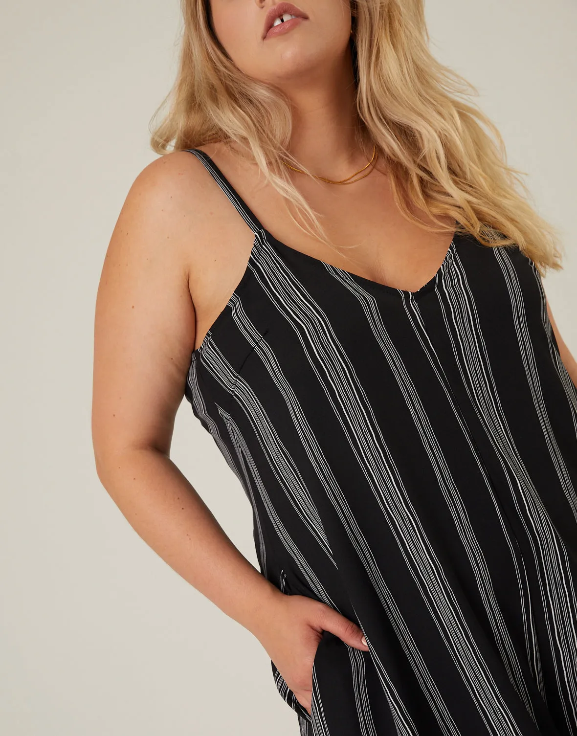 Plus Size Striped Flowy Cropped Jumpsuit sold by 2020 Ave product image thumbnail 4
