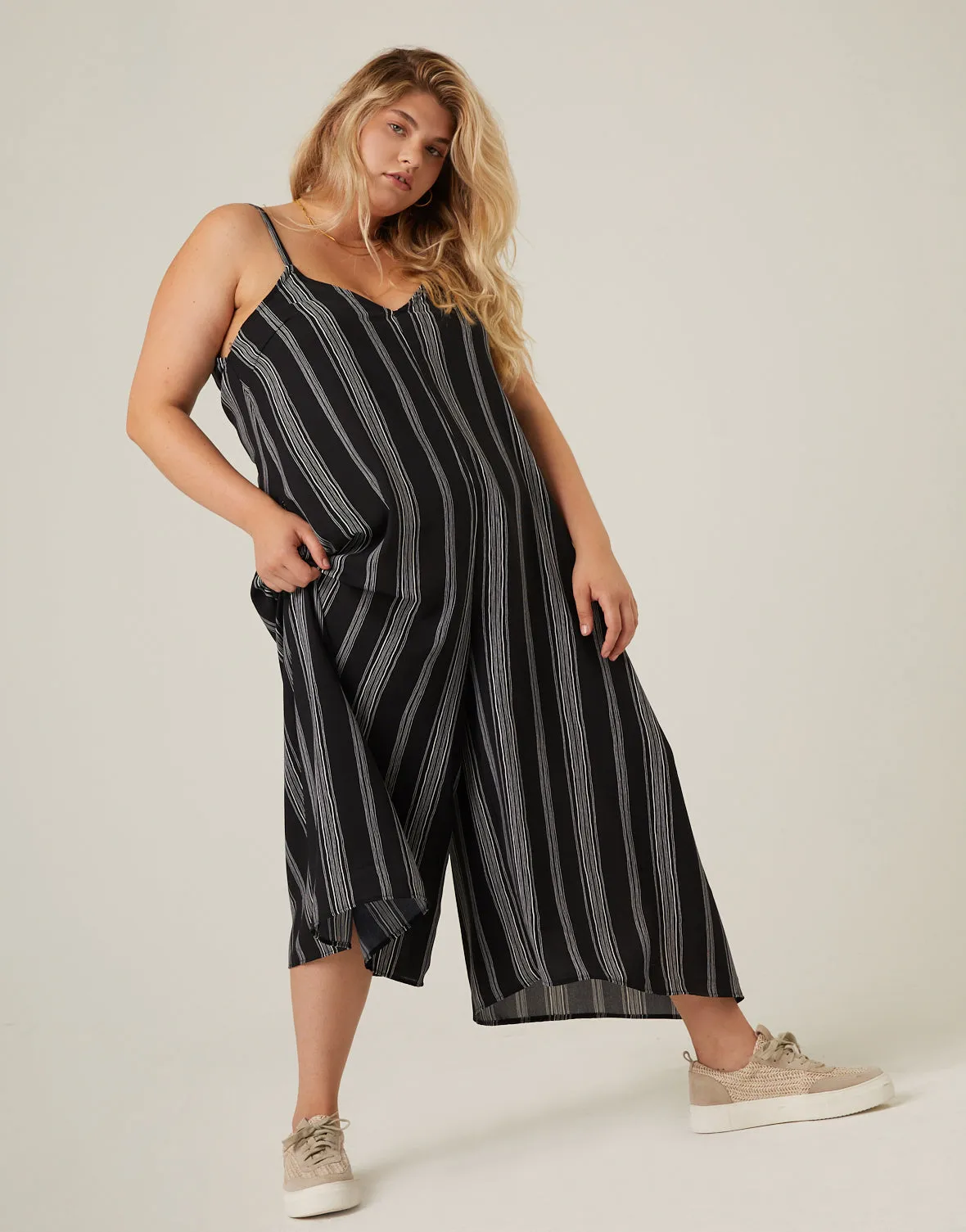 Plus Size Striped Flowy Cropped Jumpsuit sold by 2020 Ave product image thumbnail 3