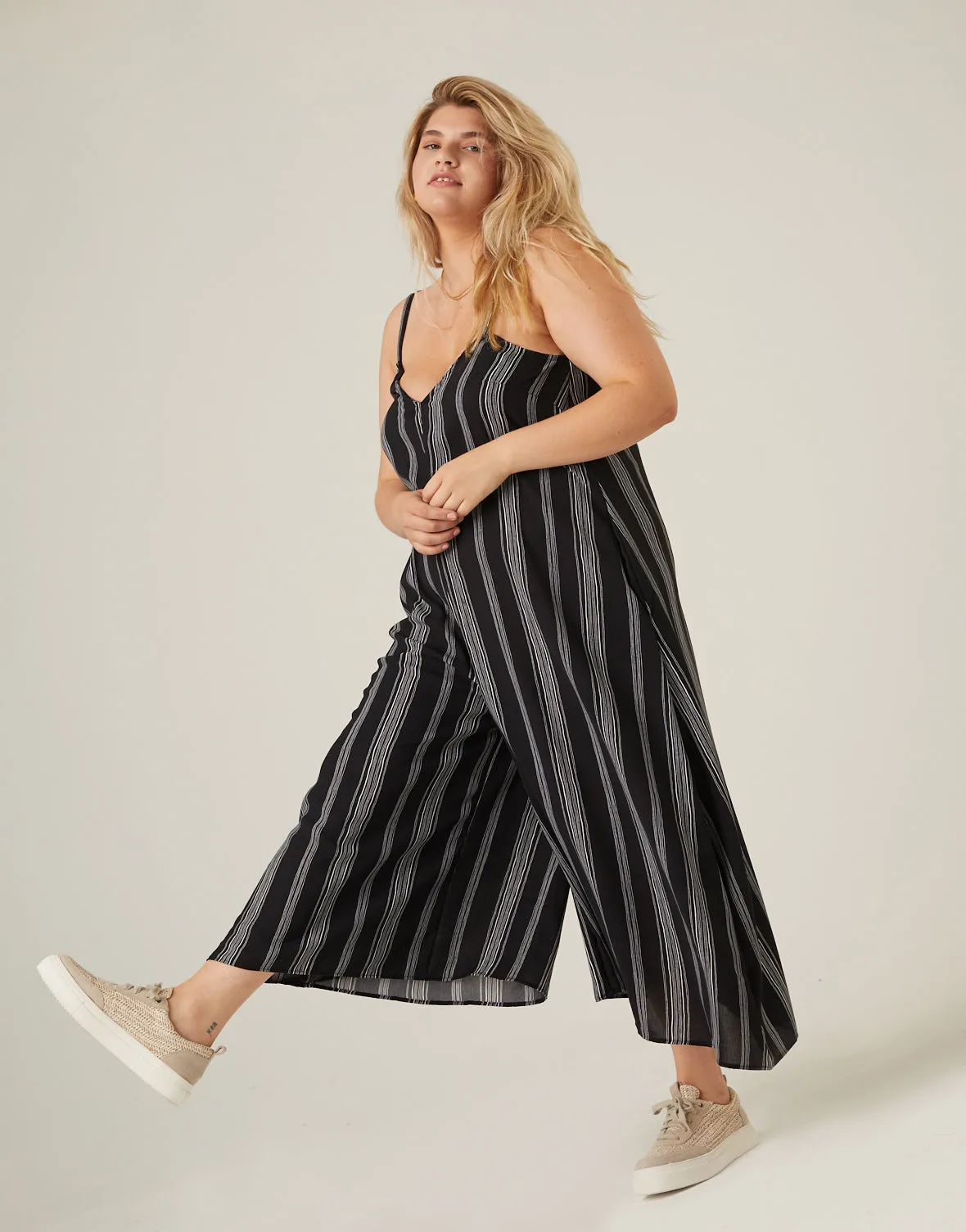 Plus Size Striped Flowy Cropped Jumpsuit sold by 2020 Ave