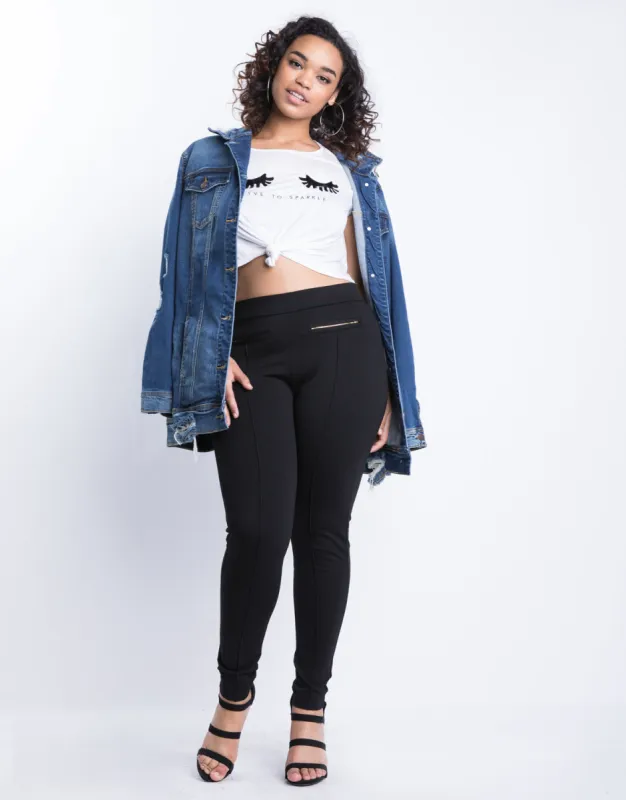 Plus Size Lined Up Zipper Leggings sold by 2020 Ave
