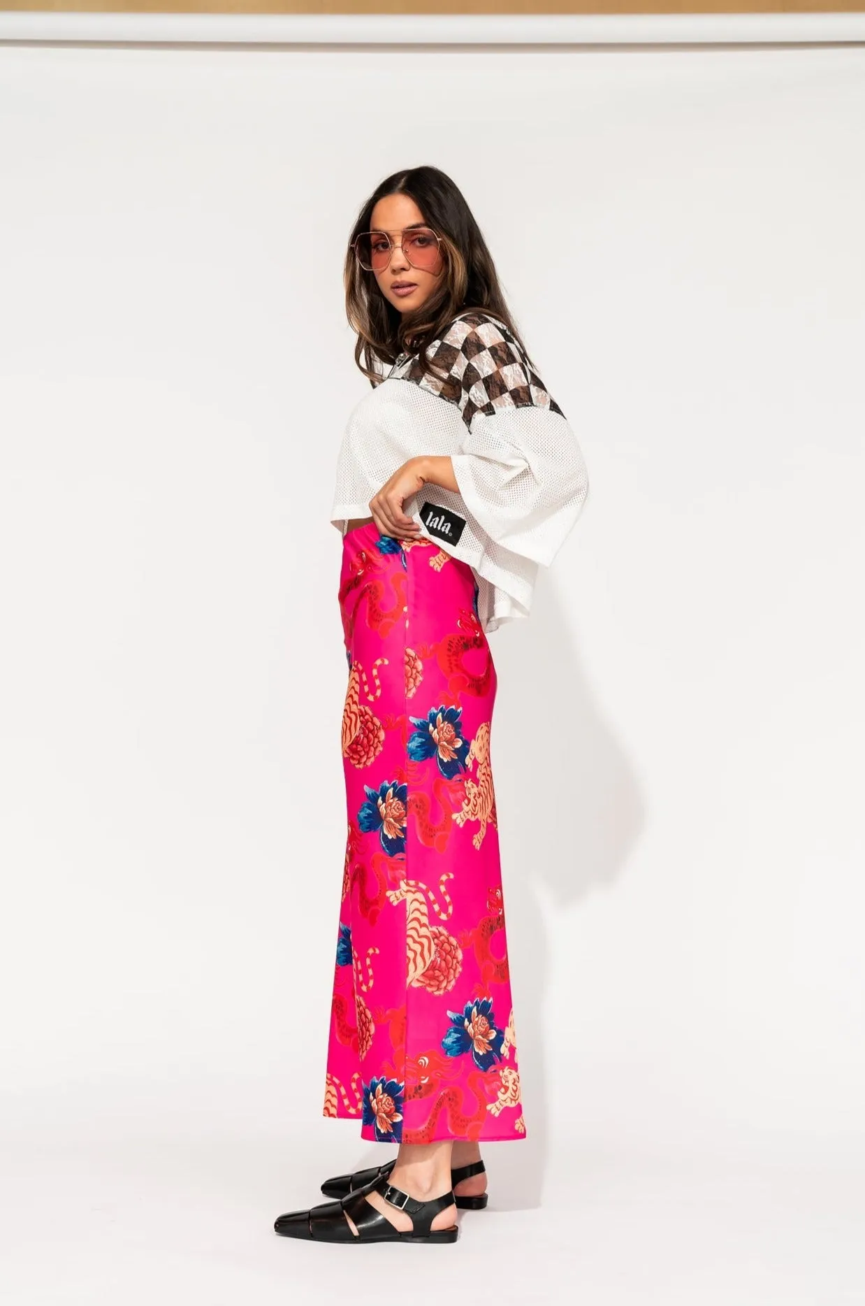 Supernova Bias Satin Skirt in Year of the Dragon sold by Dressed In Lala product image thumbnail 4