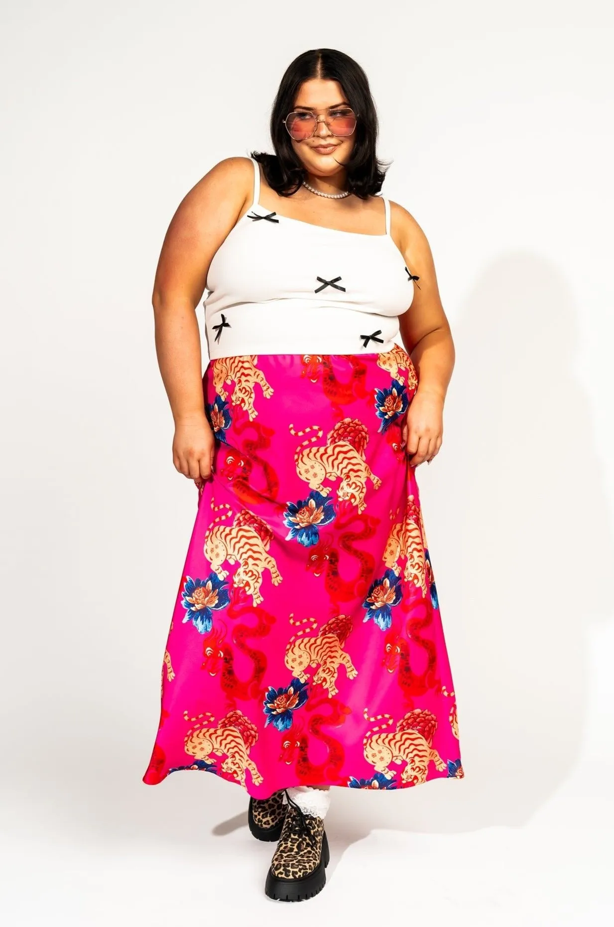 Supernova Bias Satin Skirt in Year of the Dragon sold by Dressed In Lala product image thumbnail 2