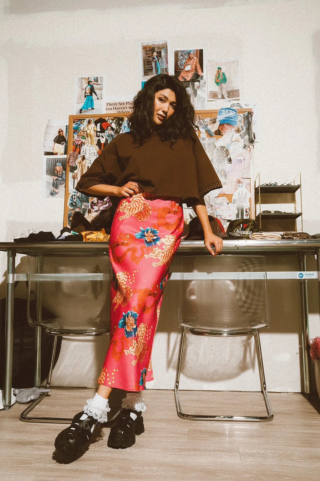 Supernova Bias Satin Skirt in Year of the Dragon sold by Dressed In Lala product image thumbnail 3