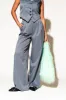 Wide Leg Trousers in Boss B*tch Pinstripe (Grey) sold by Dressed In Lala