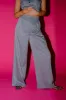 Wide Leg Trousers in Boss B*tch Pinstripe (Grey) sold by Dressed In Lala