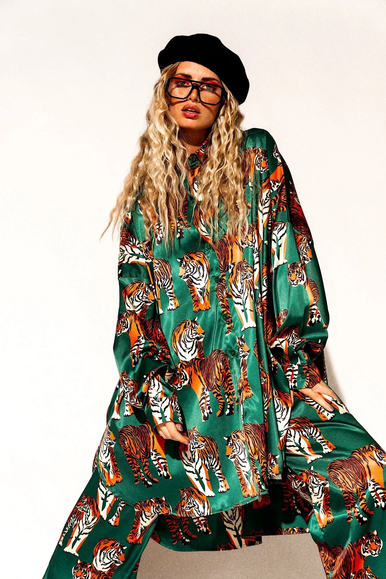 Posh Satin Playsuit in Tiger Tales sold by Dressed In Lala product image thumbnail 3