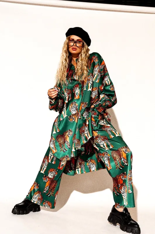 Posh Satin Playsuit in Tiger Tales sold by Dressed In Lala