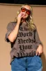 LALA ORIGINAL: The World Needs Your Magic Mantra Oversized Tee in Cocoa sold by Dressed In Lala