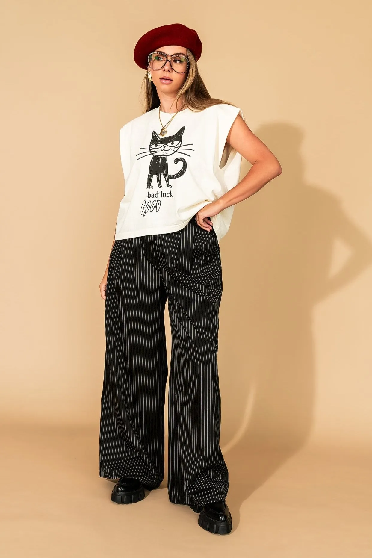 Good Luck Kitty Muscle Tee sold by Dressed In Lala product image thumbnail 5