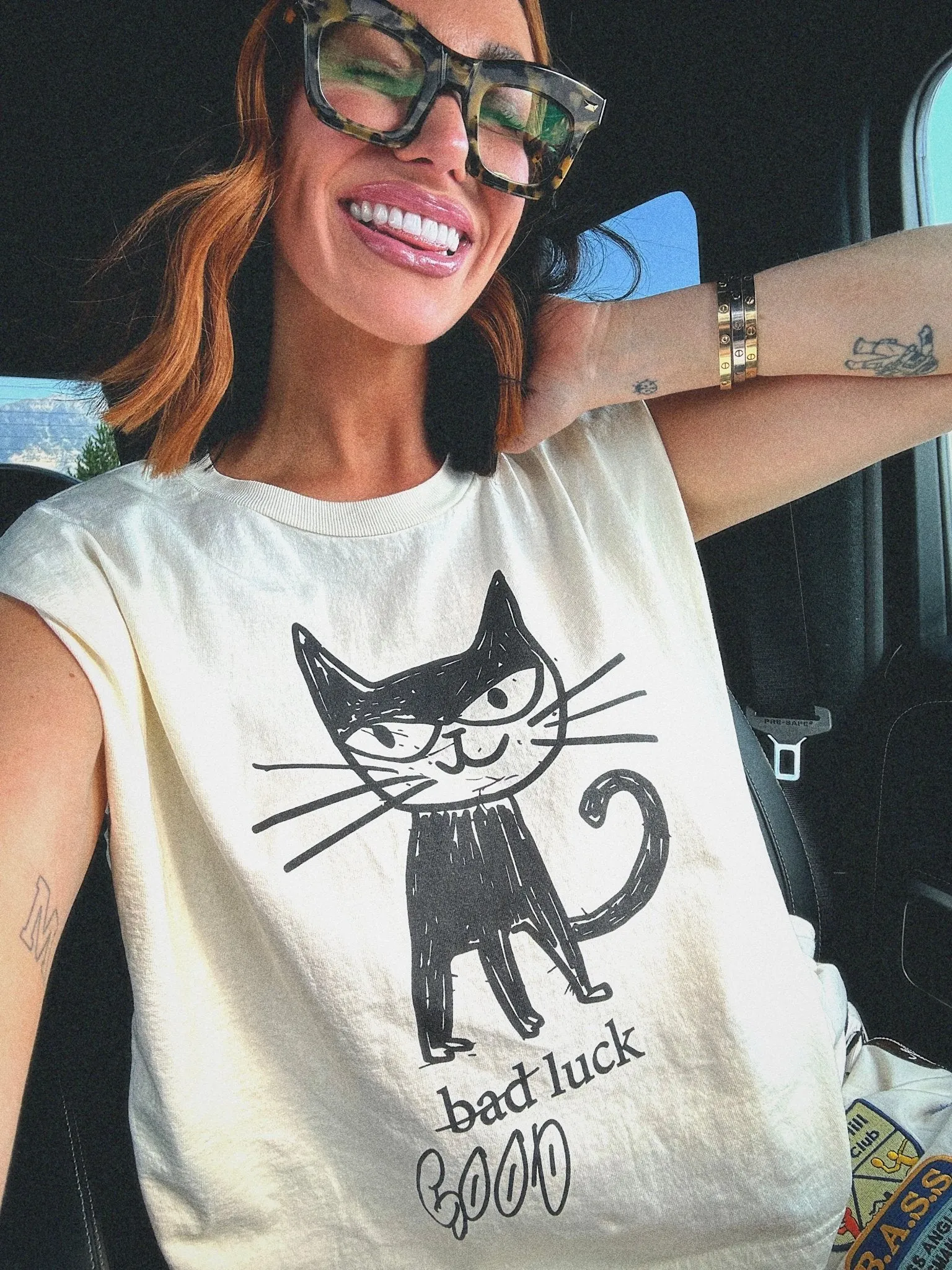 Good Luck Kitty Muscle Tee sold by Dressed In Lala product image thumbnail 4