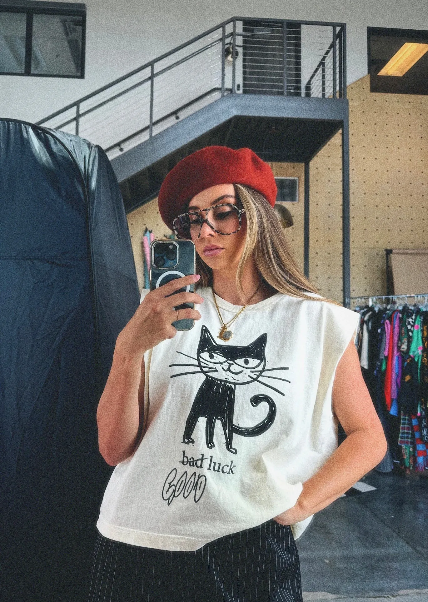 Good Luck Kitty Muscle Tee sold by Dressed In Lala