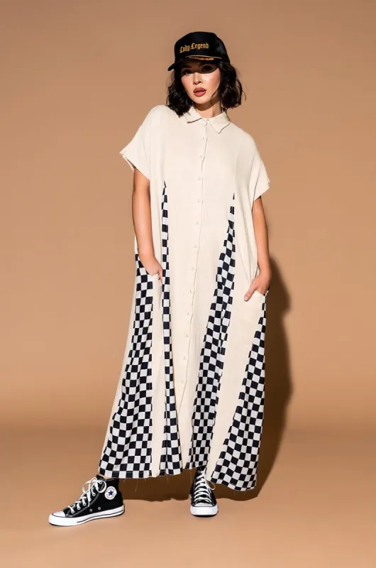 California Cool Oversized Maxi Dress in Sand Parallel