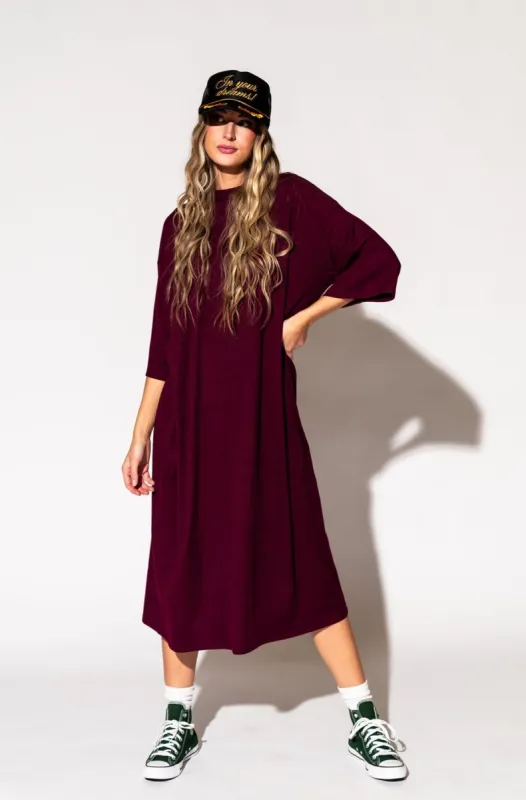 Ozzy Dress in Wine sold by Dressed In Lala