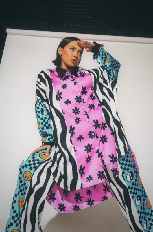 Lala Collared Satin Playsuit in More is More sold by Dressed In Lala