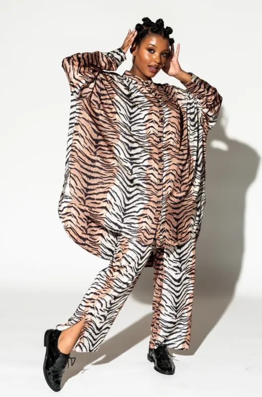 Lala Satin Playsuit in Go Get 'Em Tiger sold by Dressed In Lala