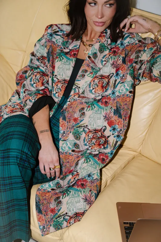 Scorpio Coat in Wild Soul Jacquard sold by Dressed In Lala