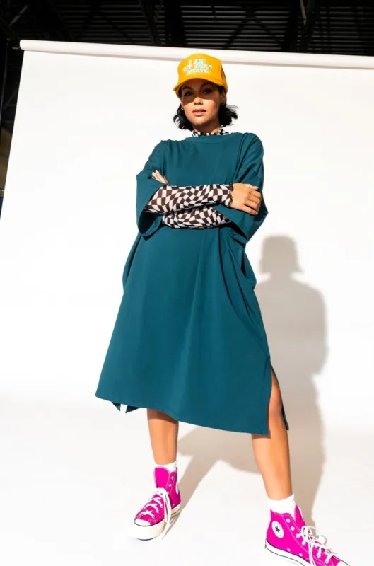 Ultimate Oversized T-Shirt Dress in Ocean Blue sold by Dressed In Lala