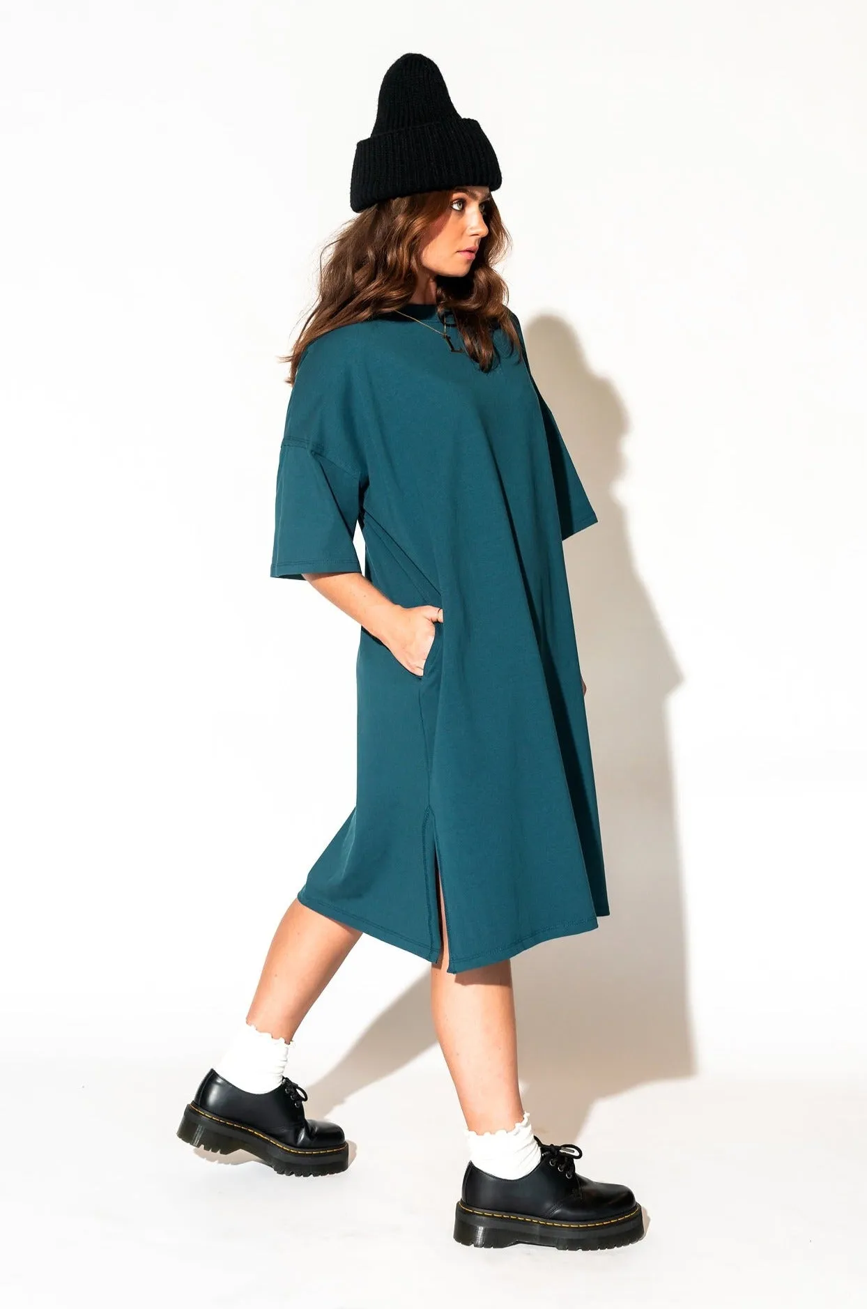 Ultimate Oversized T-Shirt Dress in Ocean Blue sold by Dressed In Lala product image thumbnail 5