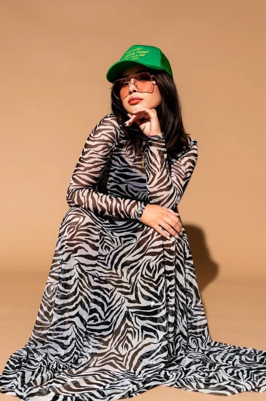 LALA ORIGINAL: More You Mesh Maxi Dress in Zebra sold by Dressed In Lala