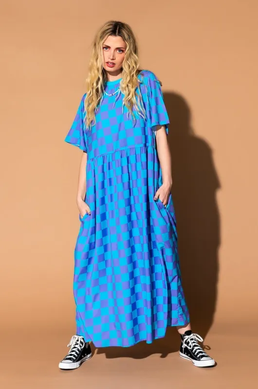 Never Too Much Oversized Dress in Blue + Lilac sold by Dressed In Lala