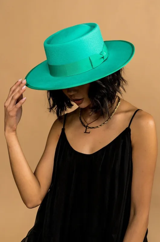 LALA EXCLUSIVE: Lola Stiff Brim Hat in Lucky Green sold by Dressed In Lala
