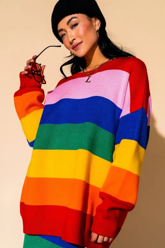 Dancing Queen Oversized Knit in Rainbow sold by Dressed In Lala