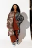Zuri Oversized Grunge Flannel in Half + Half Mocha and Black sold by Dressed In Lala