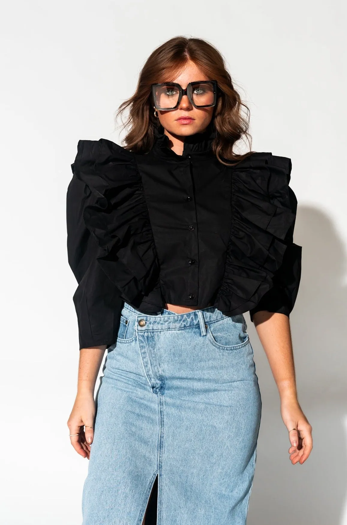 Sweet Talk Ruffle Top sold by Dressed In Lala